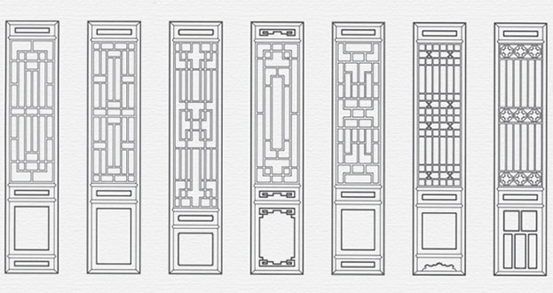 绥中常用中式仿古花窗图案隔断设计图