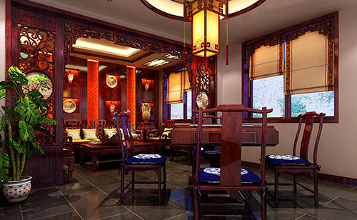 绥中古典中式风格茶楼包间设计装修效果图